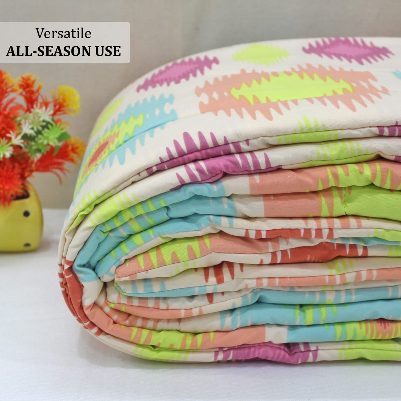 All Season Reversible Microfiber Comforter/Quilt (150 GSM) -Multicolor