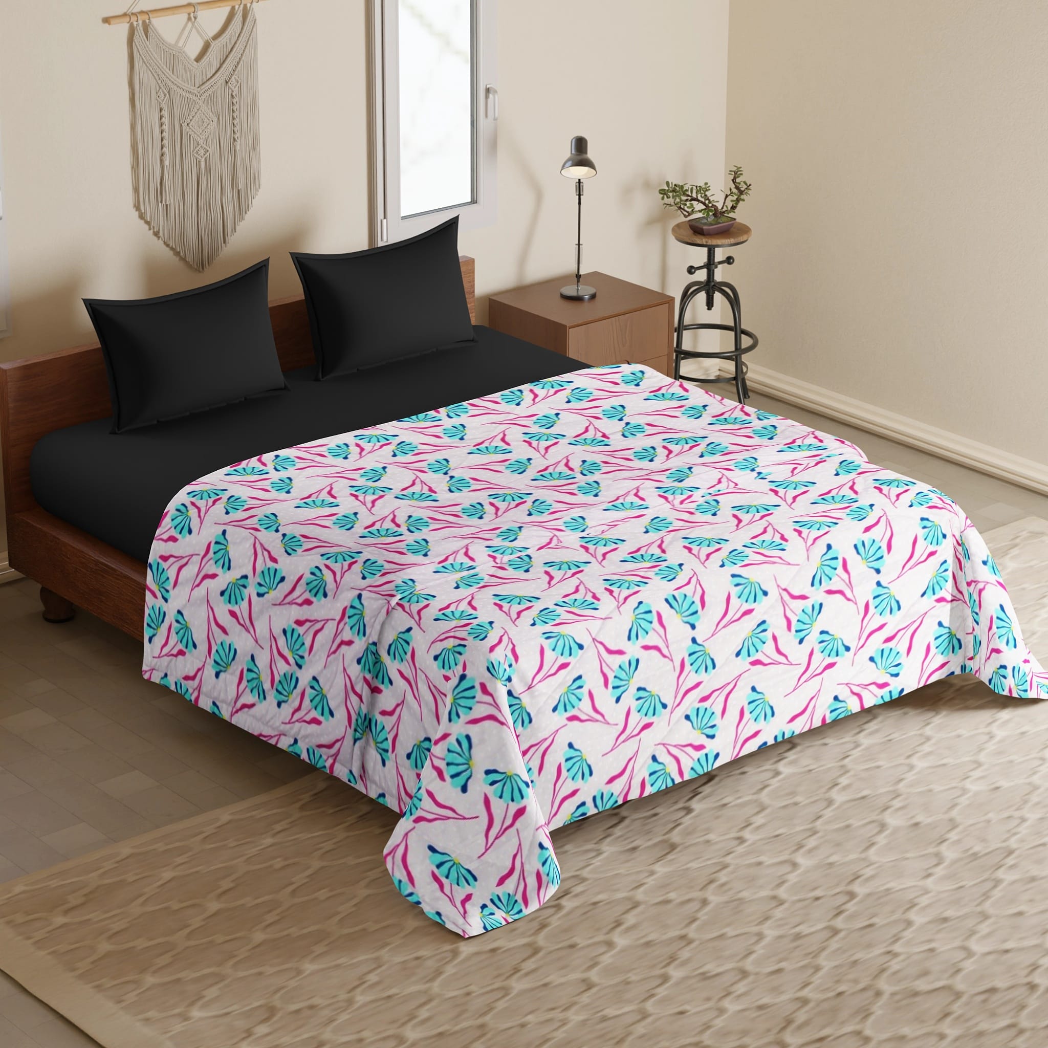 Microfiber 150 GSM All Season Comforter/Quilt - Magenta