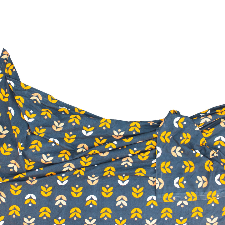 Elegant Microfibre Dohar Geometric Petals Blue