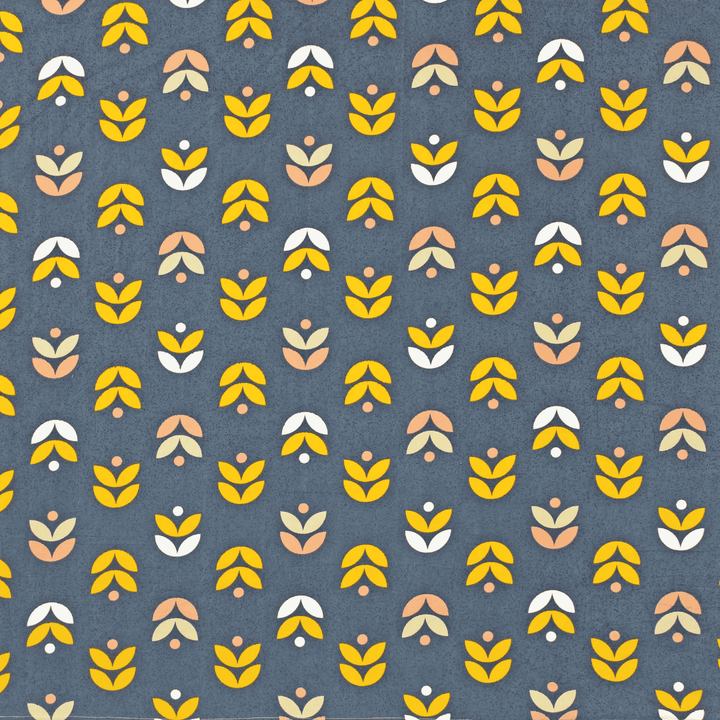 Full View Elegant Microfibre Dohar Geometric Petals Blue Design 