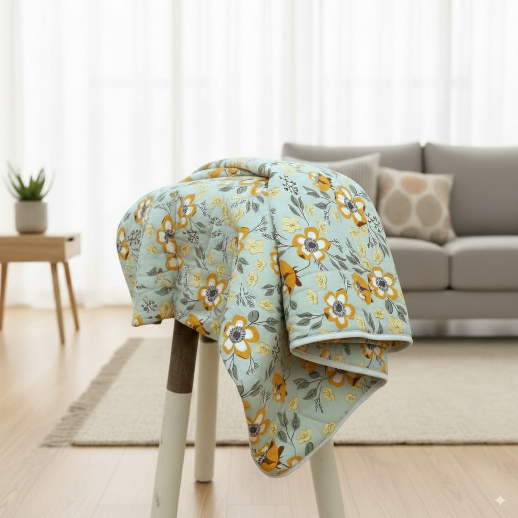 Elegant Microfibre Dohar | Floral Botanical Grey