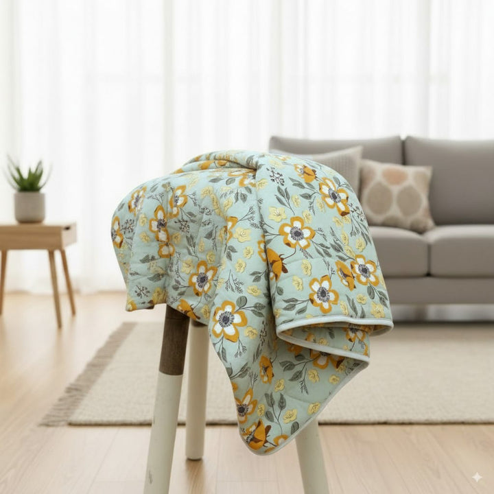 Elegant Microfibre Dohar | Floral Botanical Grey