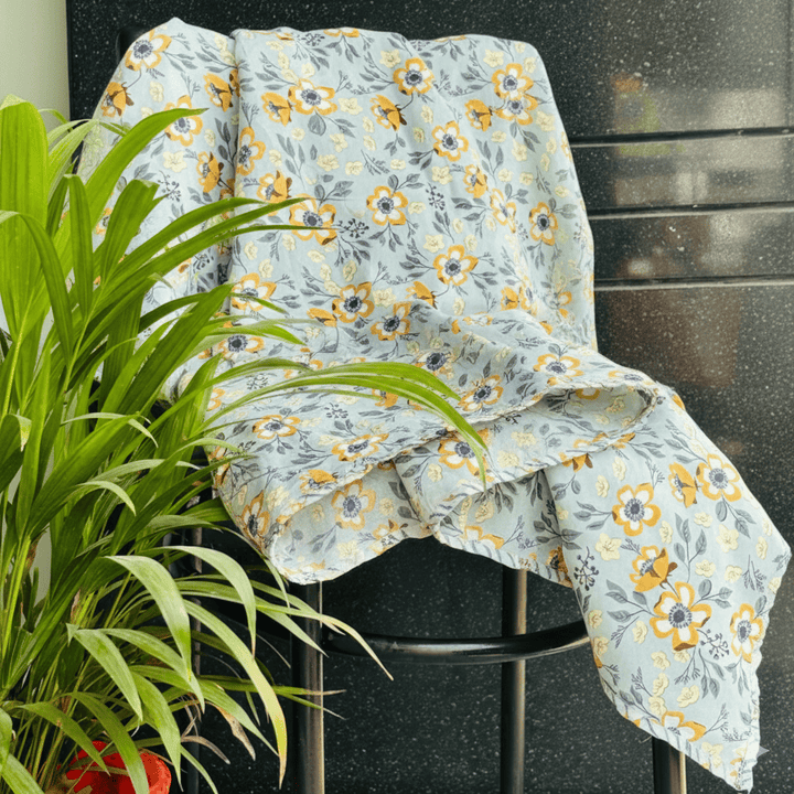 Elegant Microfibre Dohar  | Floral Botanical Grey