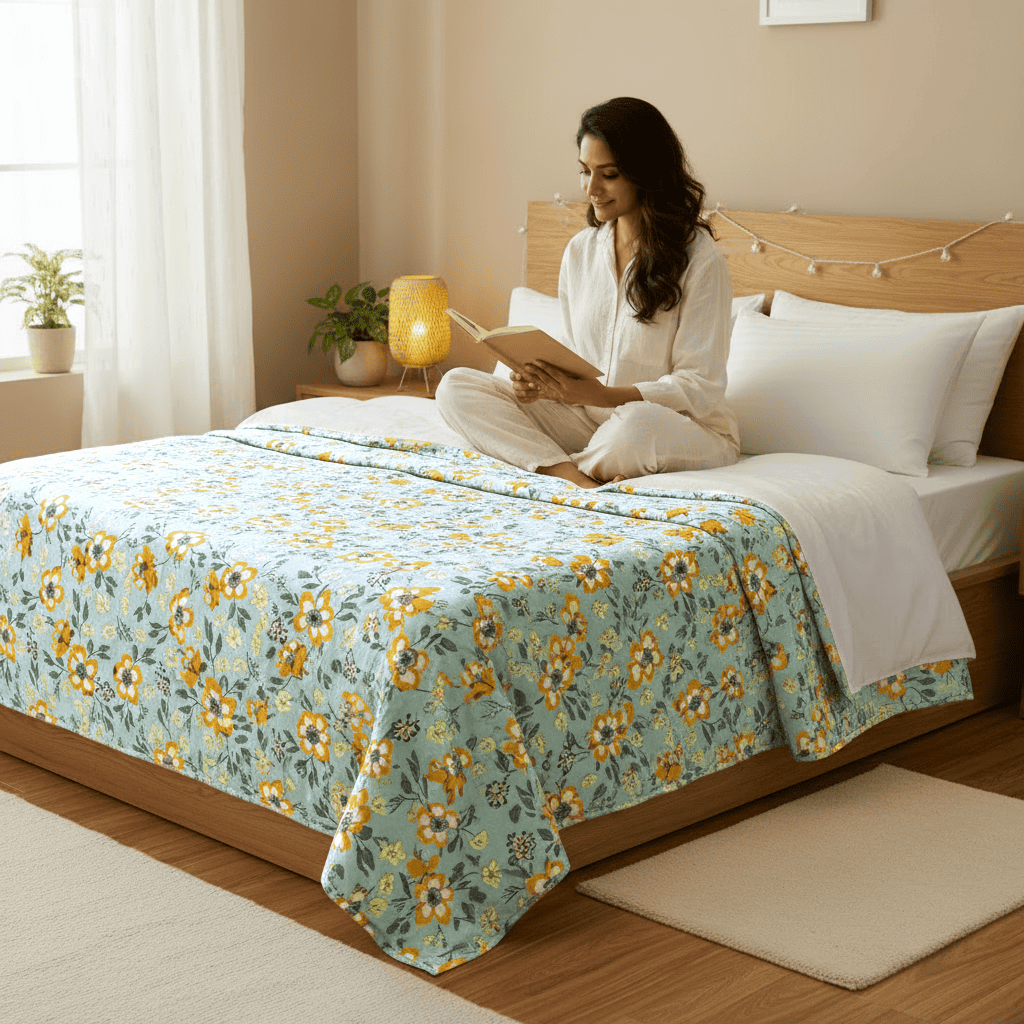 Elegant Microfibre Dohar for  | Floral Botanical Grey