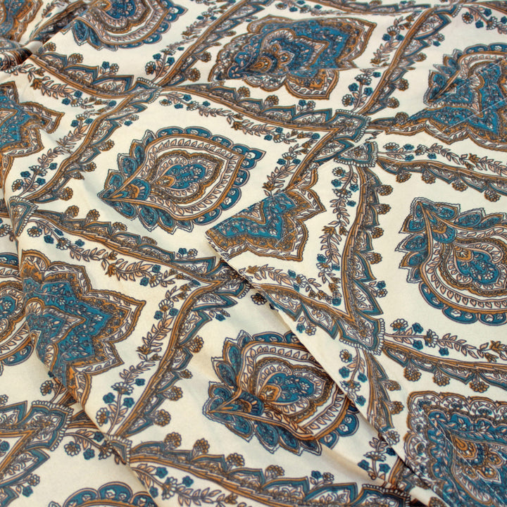 Close-up ofElegant Microfibre Dohar | Paisley Motif Brown