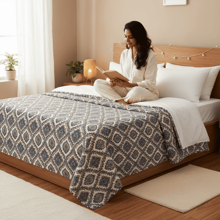 Elegant Microfibre Dohar | Paisley Motif Brown