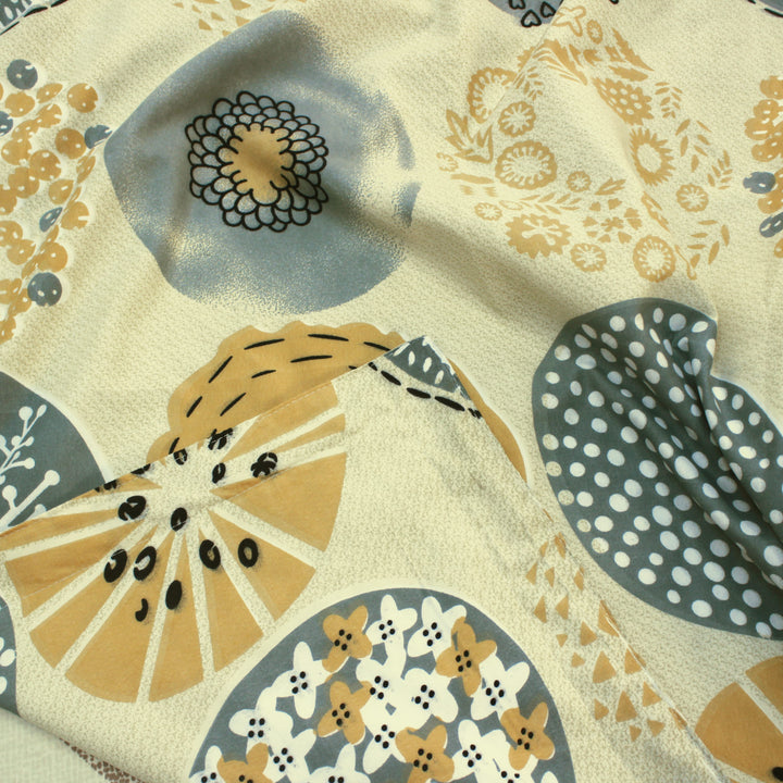 Close-up of Elegant Microfibre Dohar | Floral Medallion Yellow