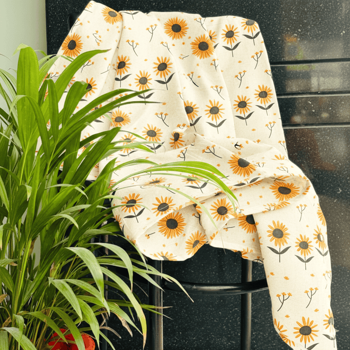 Elegant Microfibre Dohar for Festive Gifting | Sunflower Motif Yellow