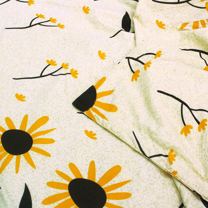 Elegant Microfibre Dohar for Festive Gifting | Sunflower Motif Yellow