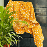 Elegant Microfibre Dohar| Botanical Motif Yellow