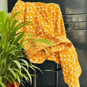 Elegant Microfibre Dohar| Botanical Motif Yellow