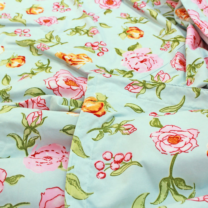 Elegant Microfibre Dohar for Festive Gifting | Rose Floral Aqua