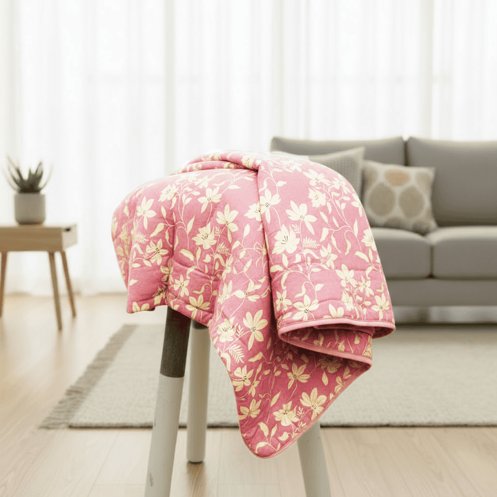 Floral pink cotton dohar   