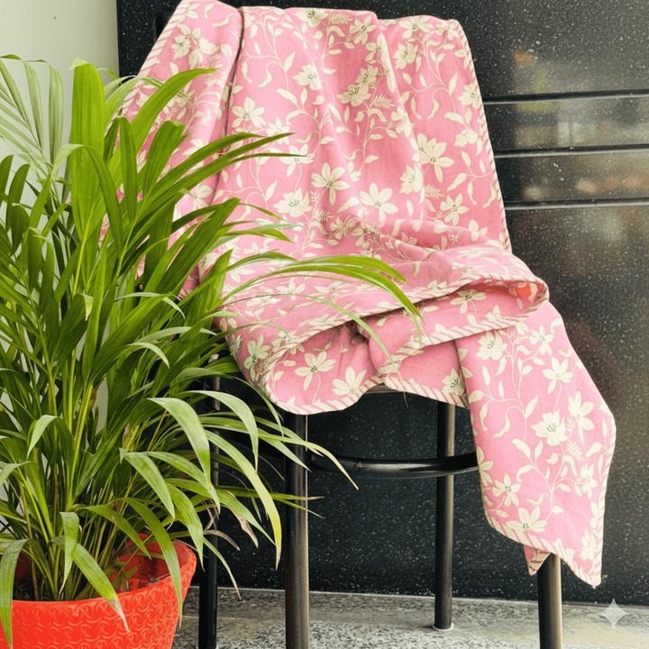 Floral pink cotton dohar  