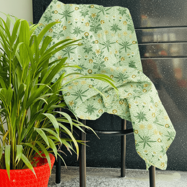 Elegant Microfibre Dohar for Festive Gifting | Vintage Floral Green