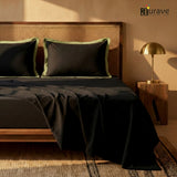 Black Haven 400 TC Cotton Satin Bedsheet with Pillow Covers - Sage Green