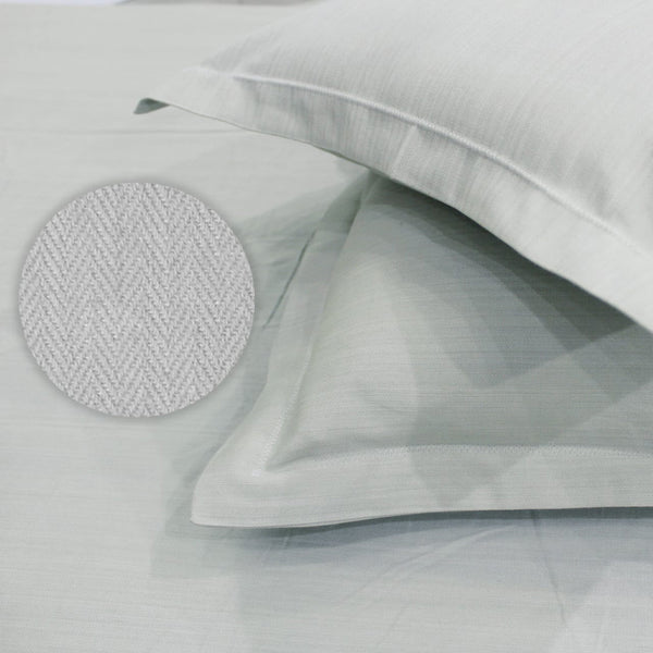 Close-up Mercerized Cotton Textured Weave Cotton Fitted Bedsheet with Pillow Covers - Silver