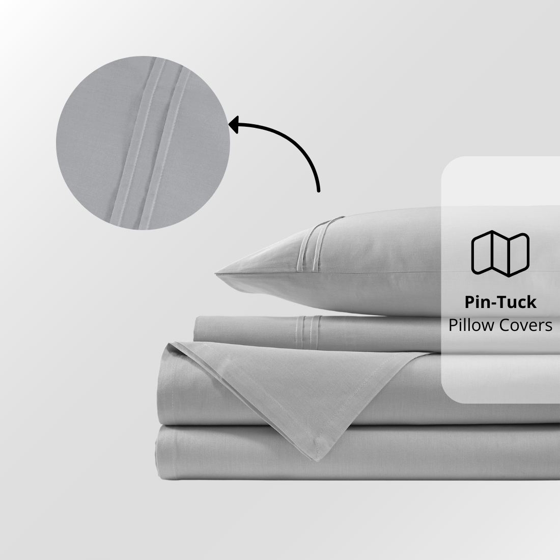 Plain Cotton Satin 400 TC Bedsheet with Pillow Covers - Silver