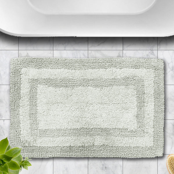 AURAVE Luxury Reversible Cotton Bathmat, Silver