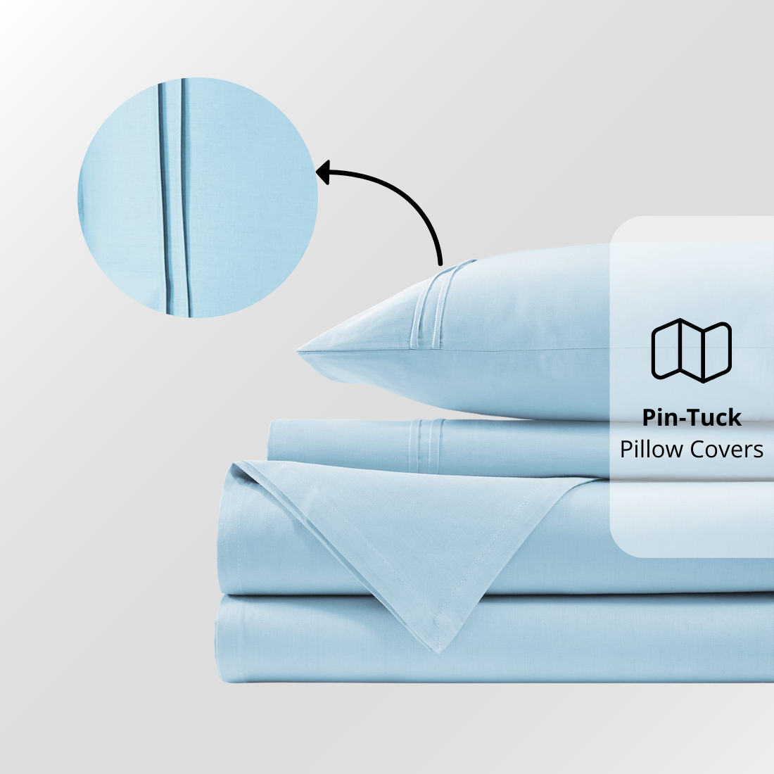 Plain Cotton Satin 400 TC Bedsheet with Pillow Covers - Sky