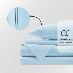 Plain Cotton Satin 400 TC Bedsheet with Pillow Covers - Sky