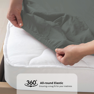 Plain Cotton Satin 400 TC Fitted Bedsheet All Round Elastic