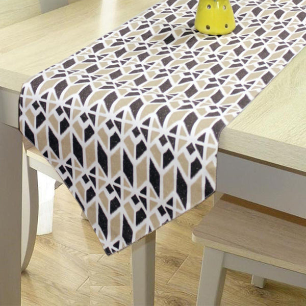 Cotton 300 TC Ikat Table Runner for 6 Seater Table - Brown