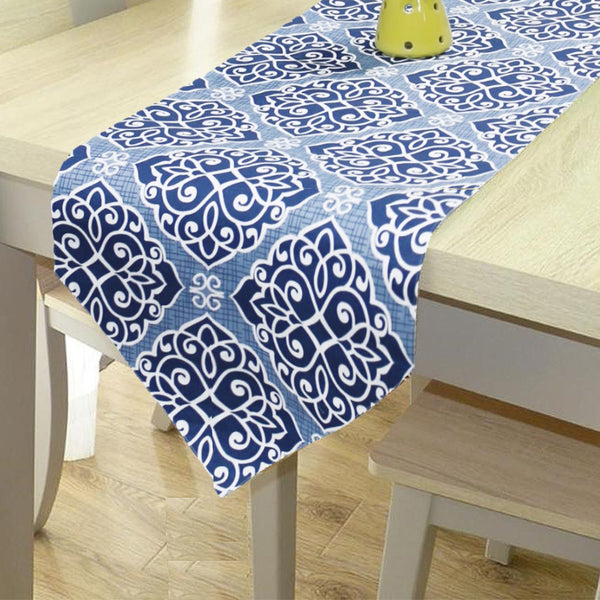 Cotton 300 TC Modern Table Runner for 6 Seater Table - Blue