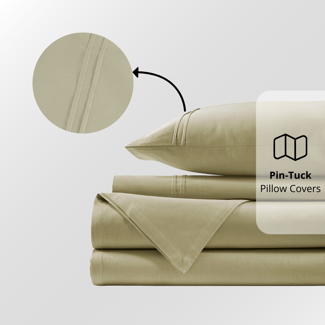Plain Cotton Satin 400 TC Bedsheet with Pillow Covers - Taupe