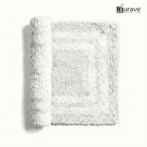 AURAVE Luxury Reversible Cotton Bathmat, White