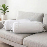 Plain Cotton 2 Pcs Bolster Cover Set - White