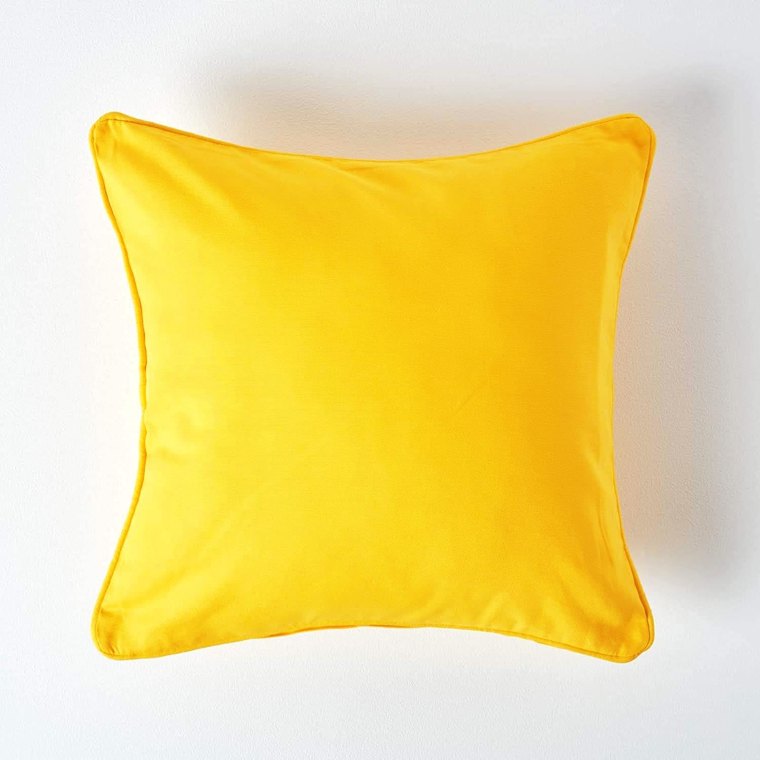 Plain Cotton 1 Pc Decorative Cushion Cover - Yellow