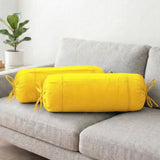 Plain Cotton 2 Pcs Bolster Cover Set - Yellow