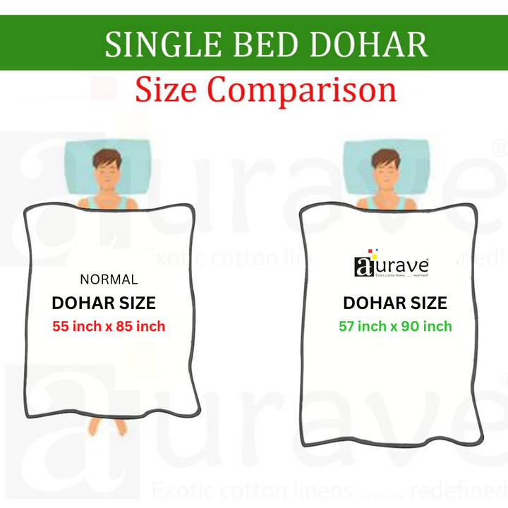 Aqua Cotton Reversible Single Dohar with Iris Designer Border At Best Prices