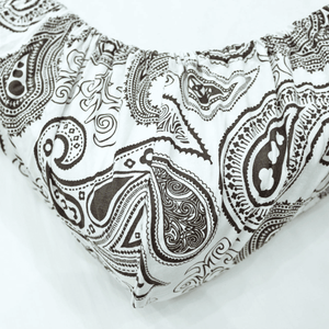 Soft Cotton Paisley Print 144 TC Fitted Bedsheet In Brown At Best Prices