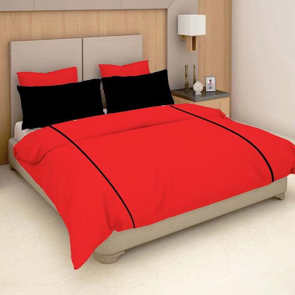 Plain Cotton 210 TC Designer Bedsheet - Red