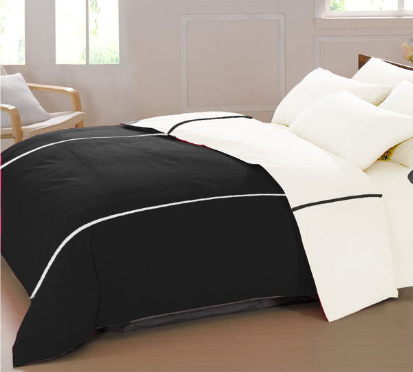 Soft Plain 210 Mercerised Cotton Duvet Cover In Black & White Online At Best Prices
