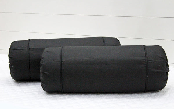 Comfortable Plain Cotton Bolster Cover Set 2pcs in Black online