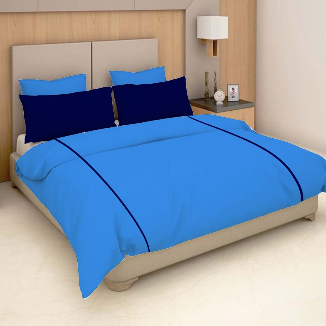 Soft Plain 210 TC Cotton Designer Bedsheet In Turquise Blue At Best Prices 