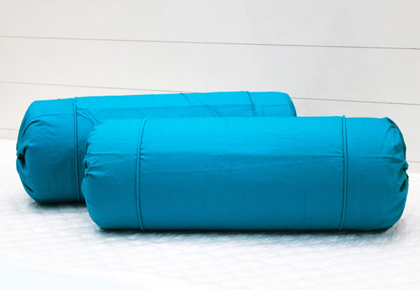 Comfortable Plain Cotton Bolster Cover Set 2pcs in Blue online