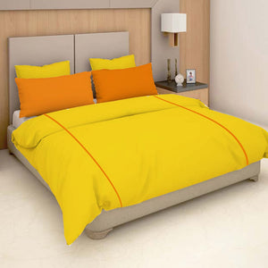 Plain Cotton 210 TC Designer Bedsheet - Yellow At Best Prices