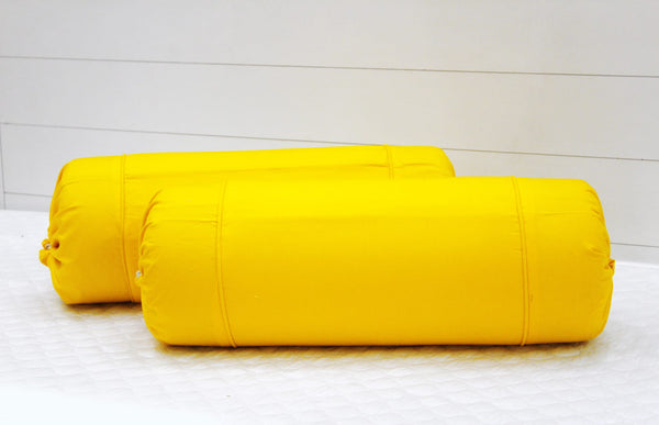 Comfortable Plain Cotton Bolster Cover Set 2pcs in Yellow online