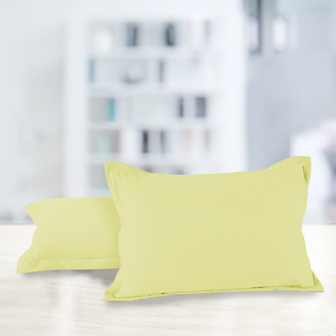 Soft 210 TC Plain Cotton Pillow Cover Set In Beige Online In India(2 Pcs)
