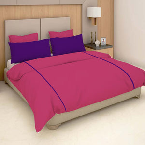 Soft Plain 210 TC Cotton Designer Bedsheet In Pink At Best Prices