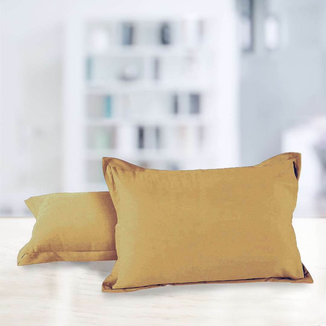 Soft 210 TC Plain Cotton Pillow Cover Set In Camel Brown Online In India(2 Pcs)