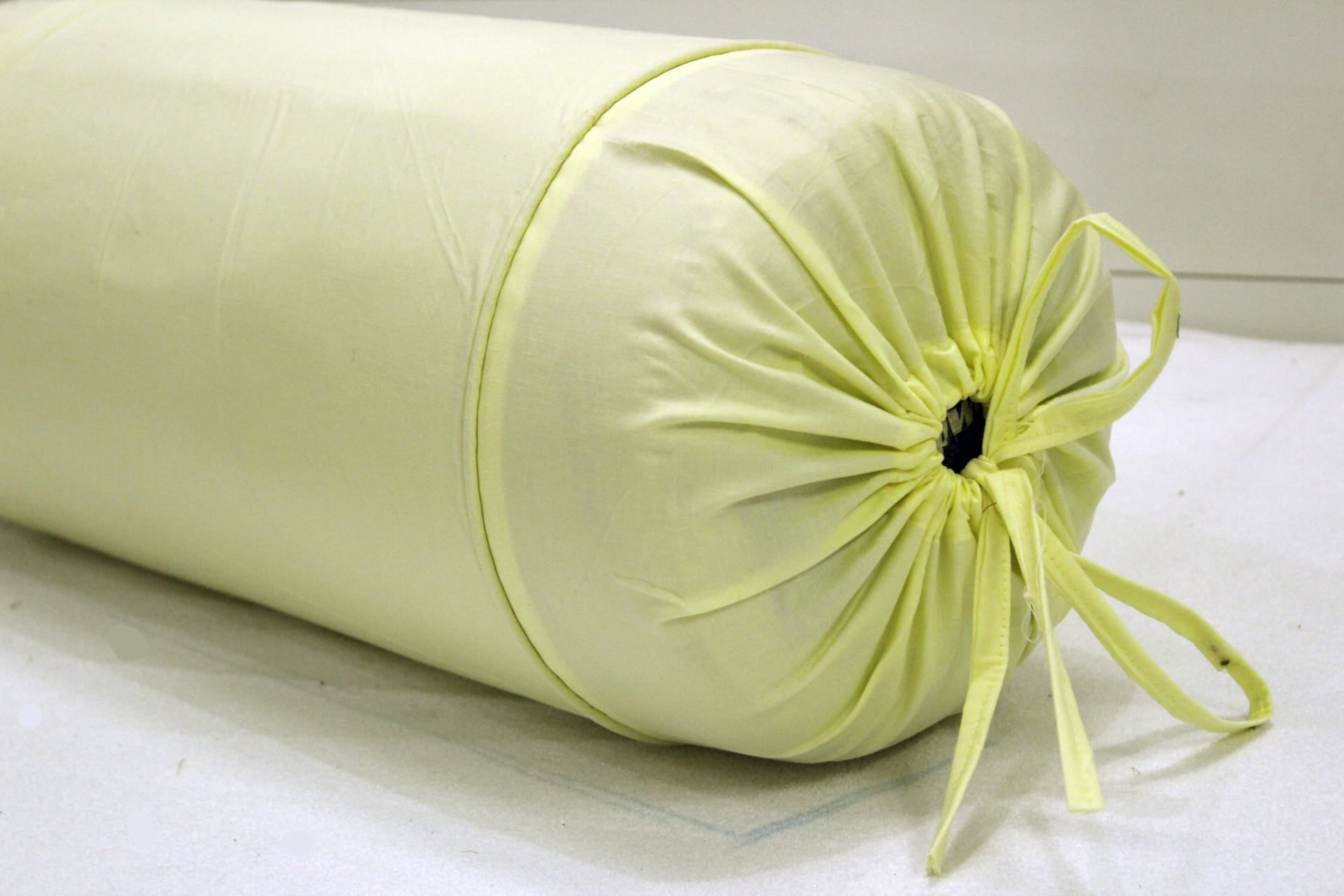 Soft Plain Cotton Bolster Cover Set 2Pcs in Light Yellow online at best prices
