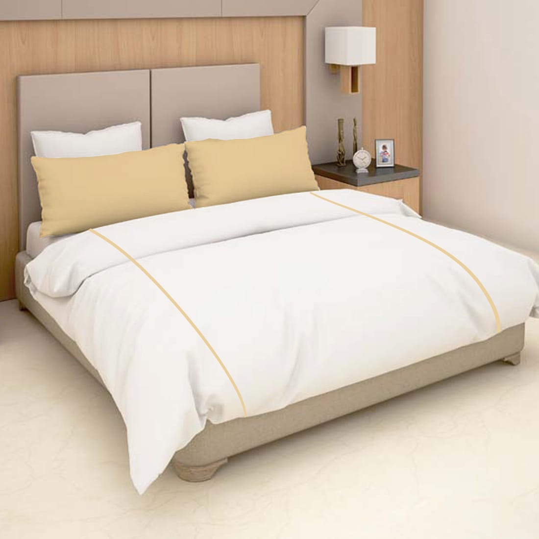 Soft Plain 210 TC Cotton Designer Bedsheet In White At Best Prices