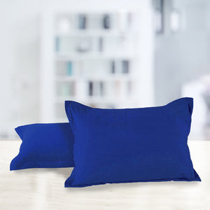 Soft 210 TC Plain Cotton Pillow Cover Set In Marine Blue Online In India(2 Pcs)
