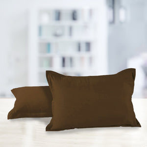 Soft 210 TC Plain Cotton Pillow Cover Set In Coffee Brown Online In India(2 Pcs)