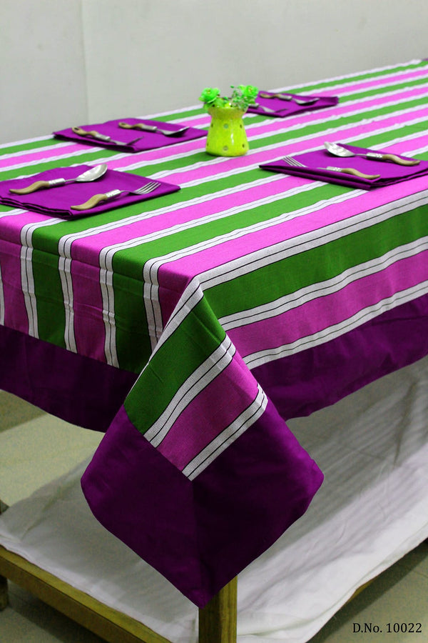 Alpha Pink Woven Cotton Stripes Table Cover(1 Pc) online in India